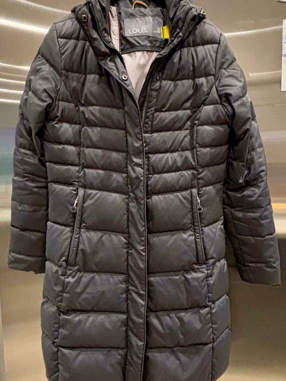 Lole Graphite Quilted Long Puffer Coat with Hood